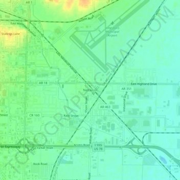 Topografische Karte Nettleton, Höhe, Relief