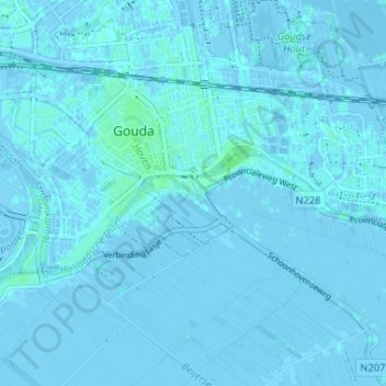 Topografische Karte Stolwijkersluis, Höhe, Relief