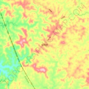 Topografische Karte 伍隍镇, Höhe, Relief