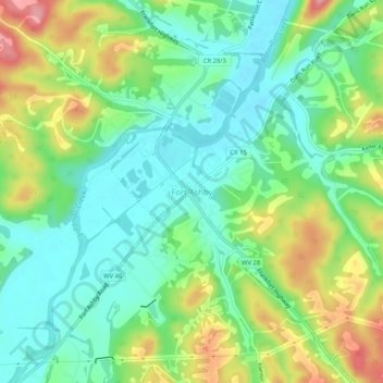 Topografische Karte Fort Ashby, Höhe, Relief