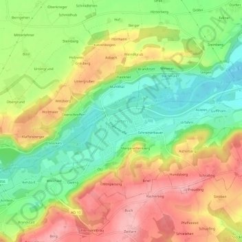 Topografische Karte Hirten, Höhe, Relief