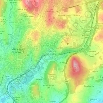 Topografische Karte O Vieiro, Höhe, Relief