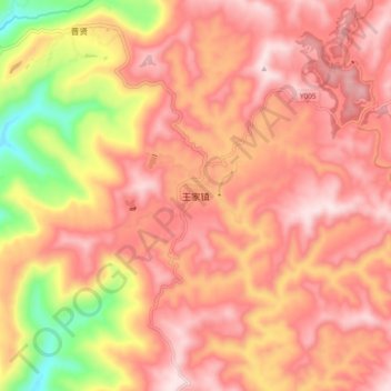Topografische Karte 王家镇, Höhe, Relief