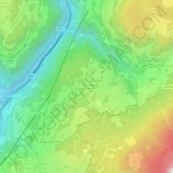 Topografische Karte St. Konstantin, Höhe, Relief
