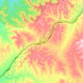 Topografische Karte 柏井镇, Höhe, Relief