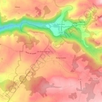 Topografische Karte Aulnat Soutre, Höhe, Relief