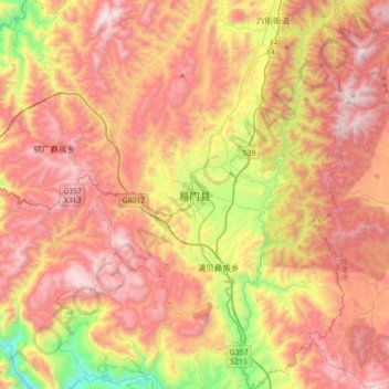 Topografische Karte 易门县, Höhe, Relief