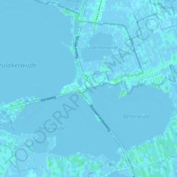 Topografische Karte Blauwe Hand, Höhe, Relief