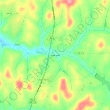 Topografische Karte Glade Mills, Höhe, Relief