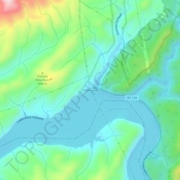 Topografische Karte Chilhowee, Höhe, Relief