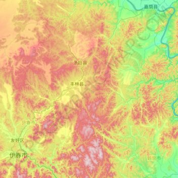 Topografische Karte 丰林县, Höhe, Relief