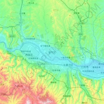 Topografische Karte 安宁区, Höhe, Relief