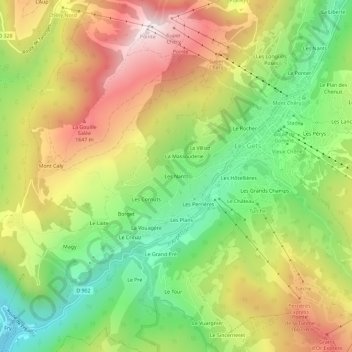 Topografische Karte Les Nants, Höhe, Relief