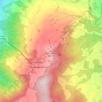 Topografische Karte Hochwacht, Höhe, Relief