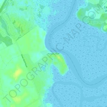 Topografische Karte Hickory Bluff, Höhe, Relief