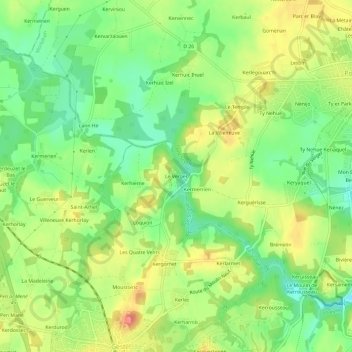 Topografische Karte Le Verger, Höhe, Relief