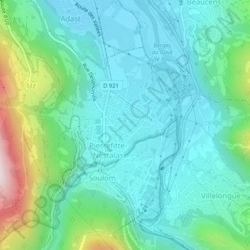 Topografische Karte Nestalas, Höhe, Relief
