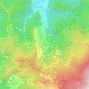 Topografische Karte Pedoulas, Höhe, Relief