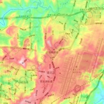 Topografische Karte 双凤桥街道, Höhe, Relief