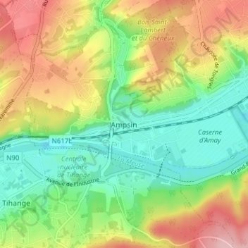 Topografische Karte Ampsin, Höhe, Relief