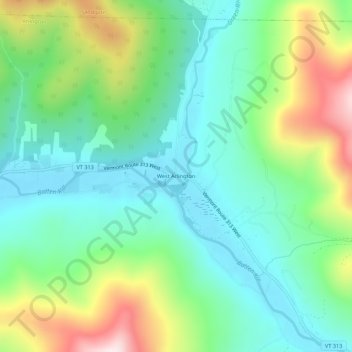 Topografische Karte West Arlington, Höhe, Relief