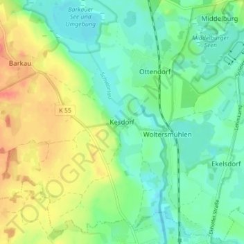 Topografische Karte Kesdorf, Höhe, Relief