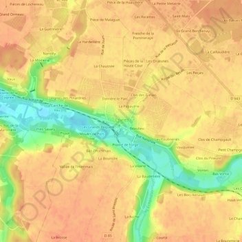 Topografische Karte Le Bourg, Höhe, Relief