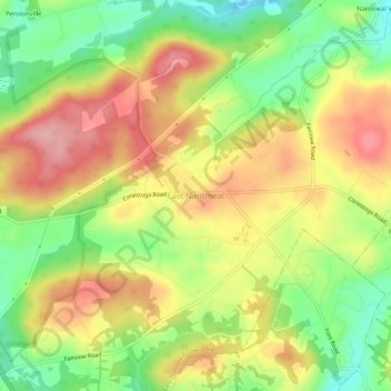 Topografische Karte East Nantmeal, Höhe, Relief
