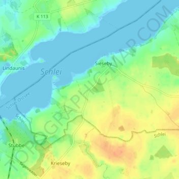 Topografische Karte Guckelsby, Höhe, Relief