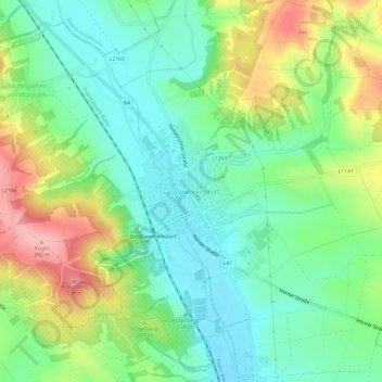 Topografische Karte Großweikersdorf, Höhe, Relief