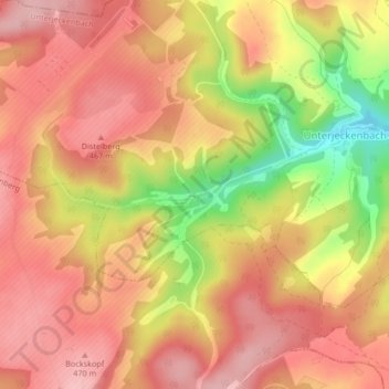 Topografische Karte Oberjeckenbach, Höhe, Relief