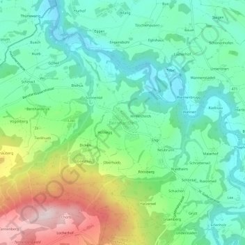 Topografische Karte Bernhardzell, Höhe, Relief
