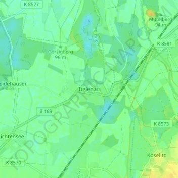 Topografische Karte Tiefenau, Höhe, Relief