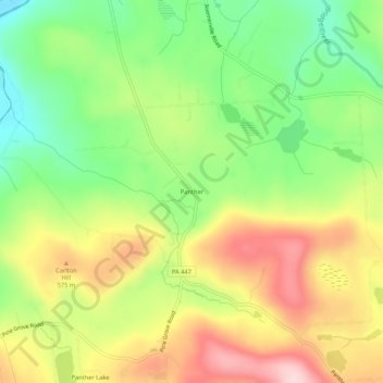 Topografische Karte Panther, Höhe, Relief