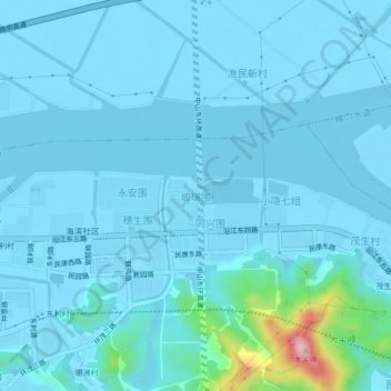 Topografische Karte 玻璃围, Höhe, Relief