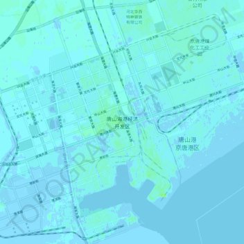 Topografische Karte 唐山海港经济开发区, Höhe, Relief