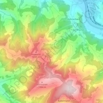 Topografische Karte Lehmbachweidli, Höhe, Relief