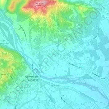 Topografische Karte Colfosco, Höhe, Relief