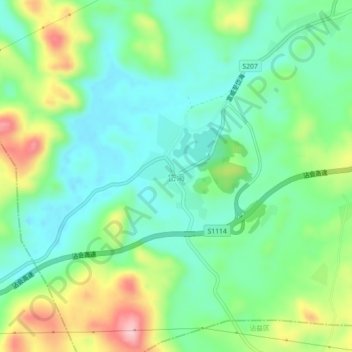 Topografische Karte 岱海, Höhe, Relief