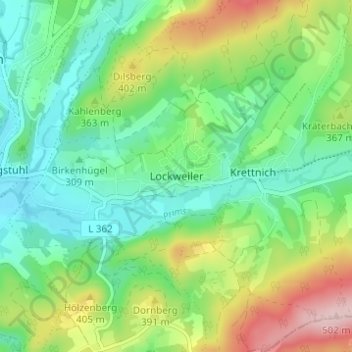 Topografische Karte Lockweiler, Höhe, Relief