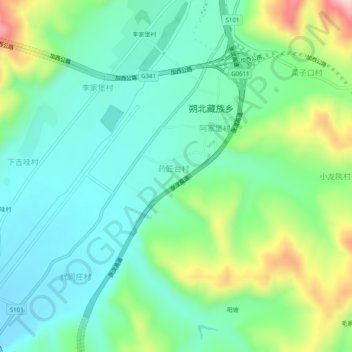Topografische Karte 药匠台村, Höhe, Relief