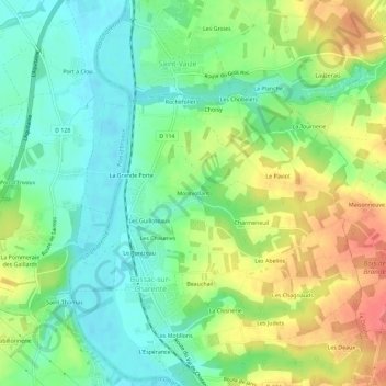 Topografische Karte Montvollant, Höhe, Relief