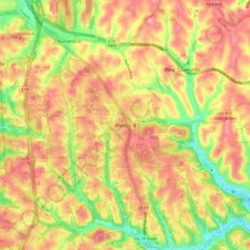 Topografische Karte Wexford, Höhe, Relief