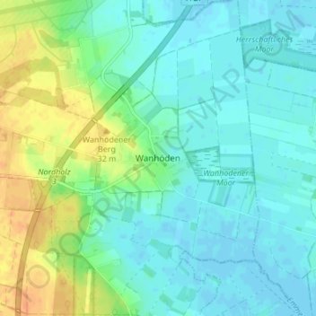 Topografische Karte Wanhöden, Höhe, Relief