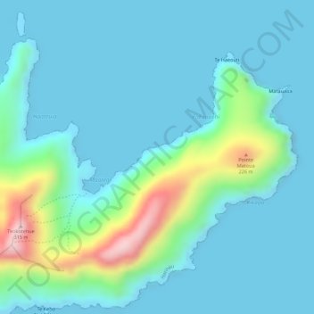 Topografische Karte Maatea, Höhe, Relief