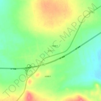 Topografische Karte 草原村, Höhe, Relief