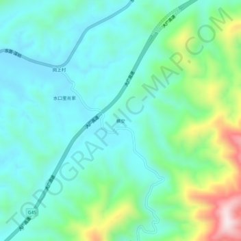 Topografische Karte 横安, Höhe, Relief