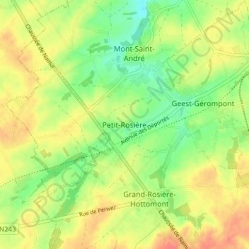 Topografische Karte Petit-Rosière, Höhe, Relief