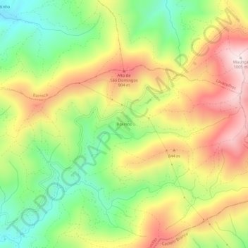 Topografische Karte Boxinos, Höhe, Relief