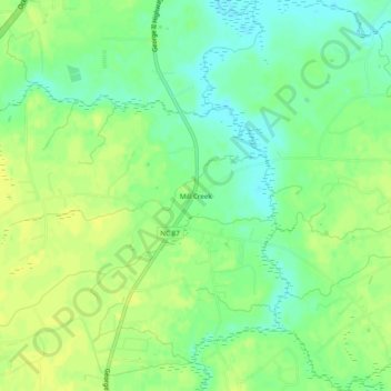 Topografische Karte Mill Creek, Höhe, Relief